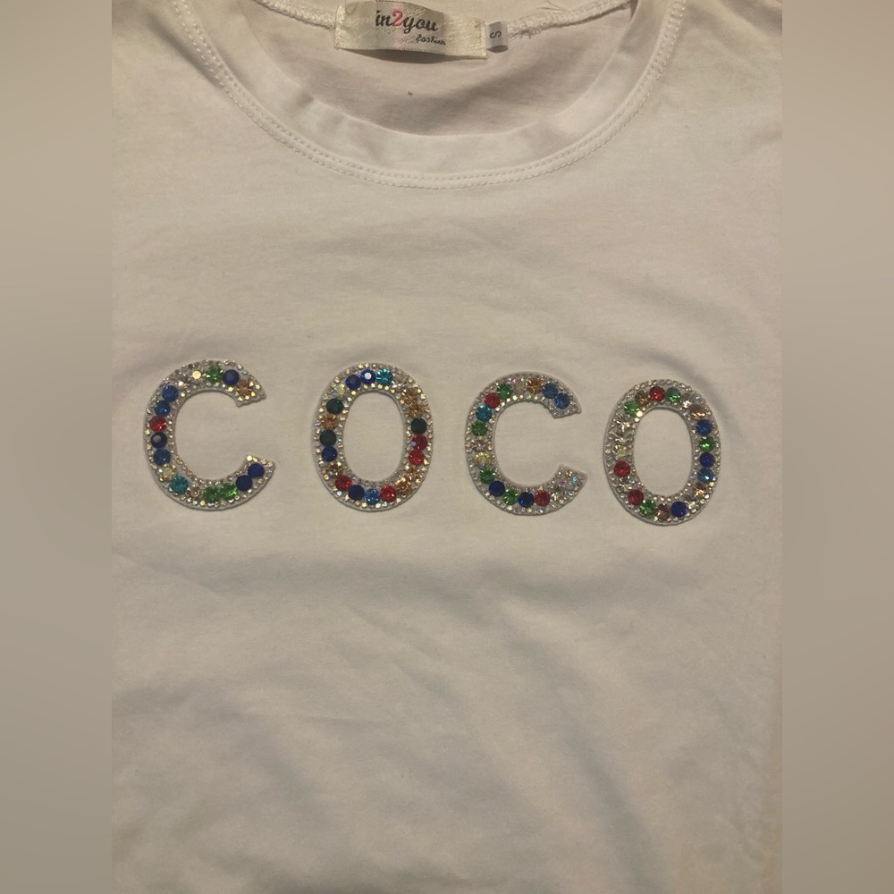 T-Shirt NWOT Rhinestone Lettering - Picture 2 of 6